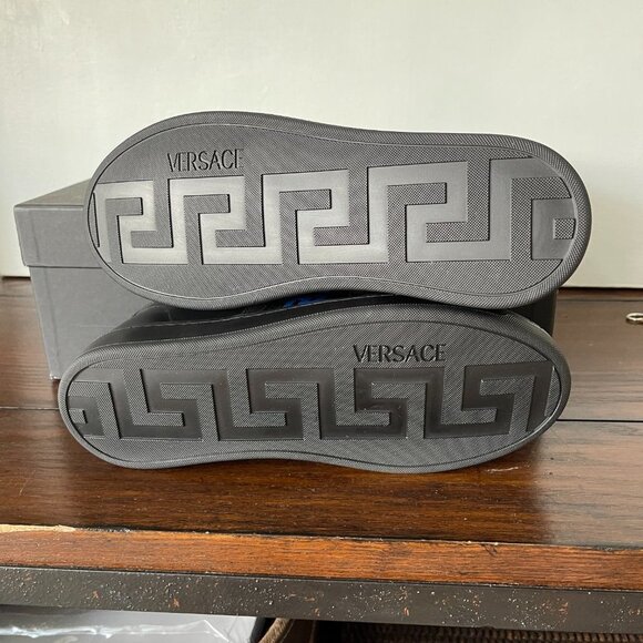 Versace La Greca Black/Blue Sneaker Unisex Womens 1011938, sz 38, 38.5, 39 - Picture 16 of 16